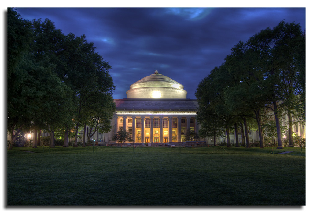 Dome building at MIT at night