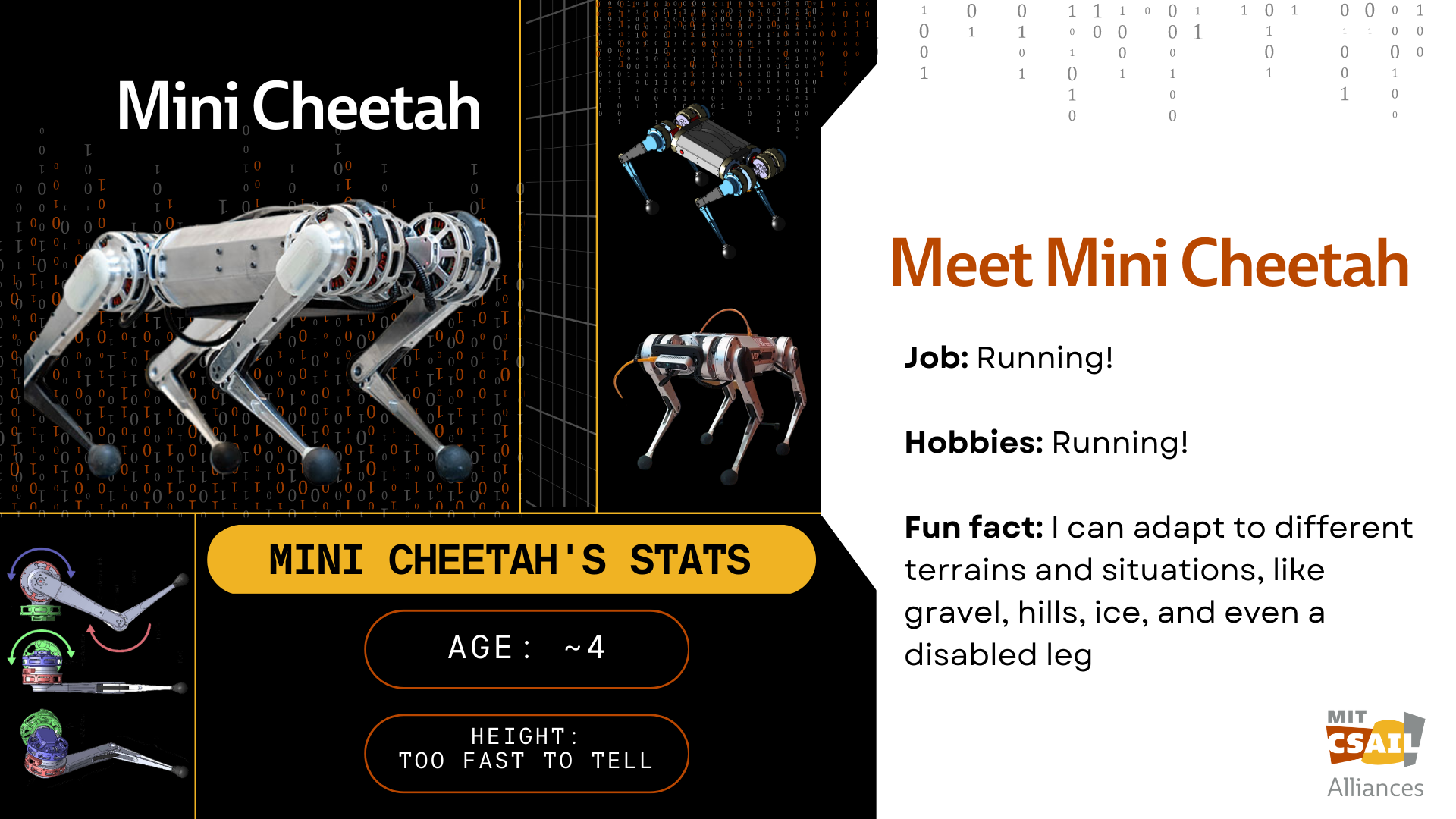 Mini Cheetah robot collage with text that reads "Mini Cheetah"
