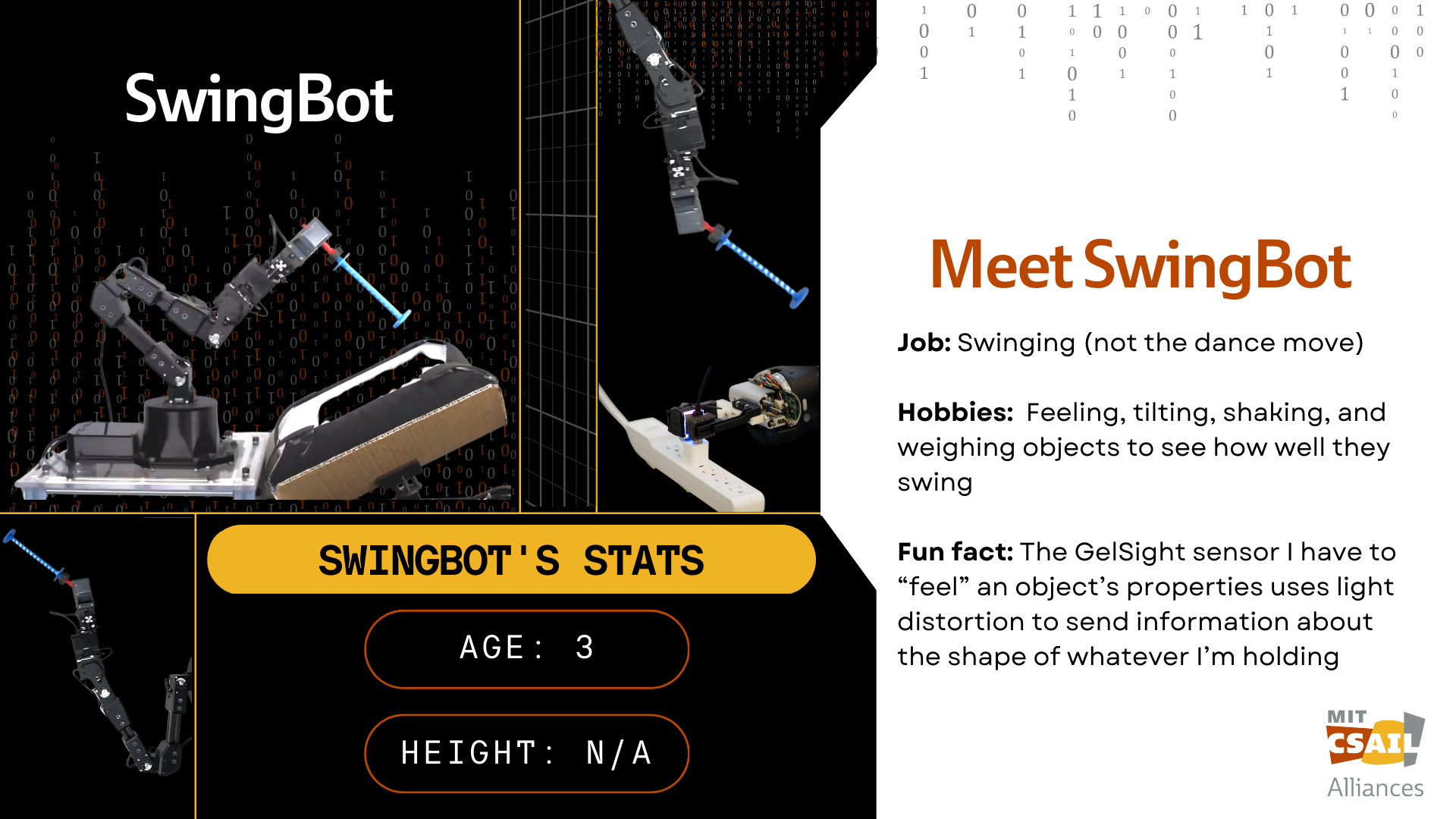 SwingBot robot with text that reads "SwingBot"