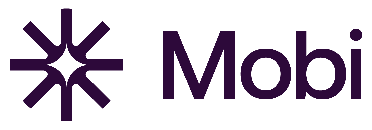 Purple logo for Mobi