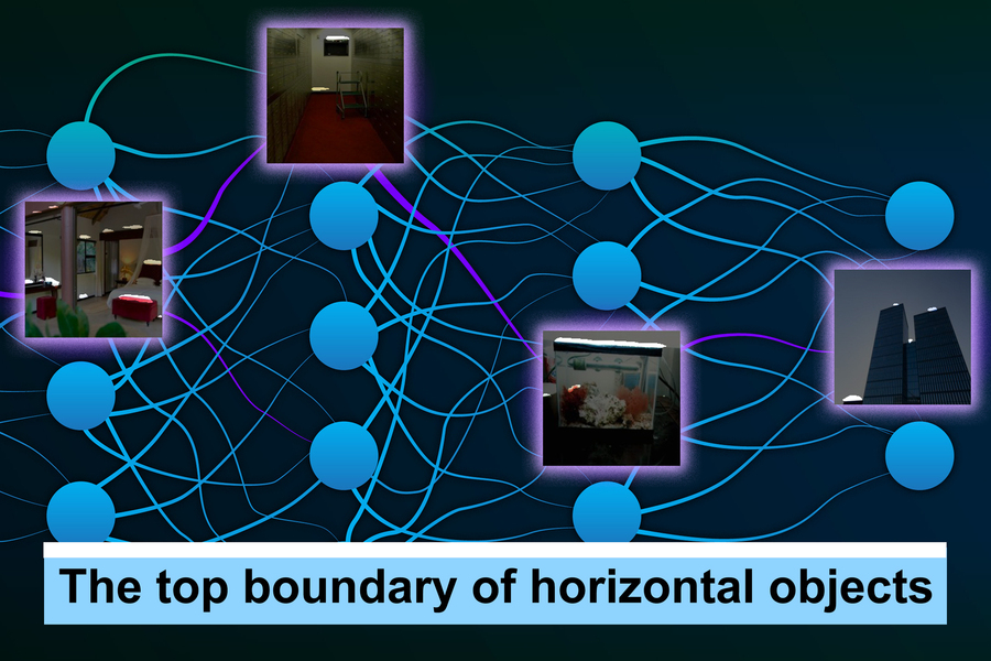 MIT researchers created a technique that can automatically describe the roles of individual neurons in a neural network with natural language. In this figure, the technique was able to identify “the top boundary of horizontal objects” in photographs, which are highlighted in white.