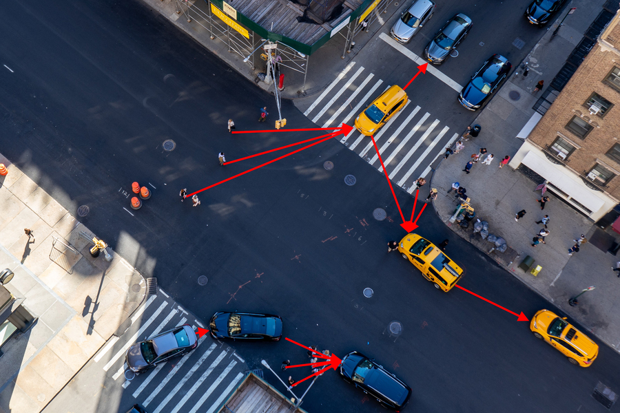 birds eye view of city streets