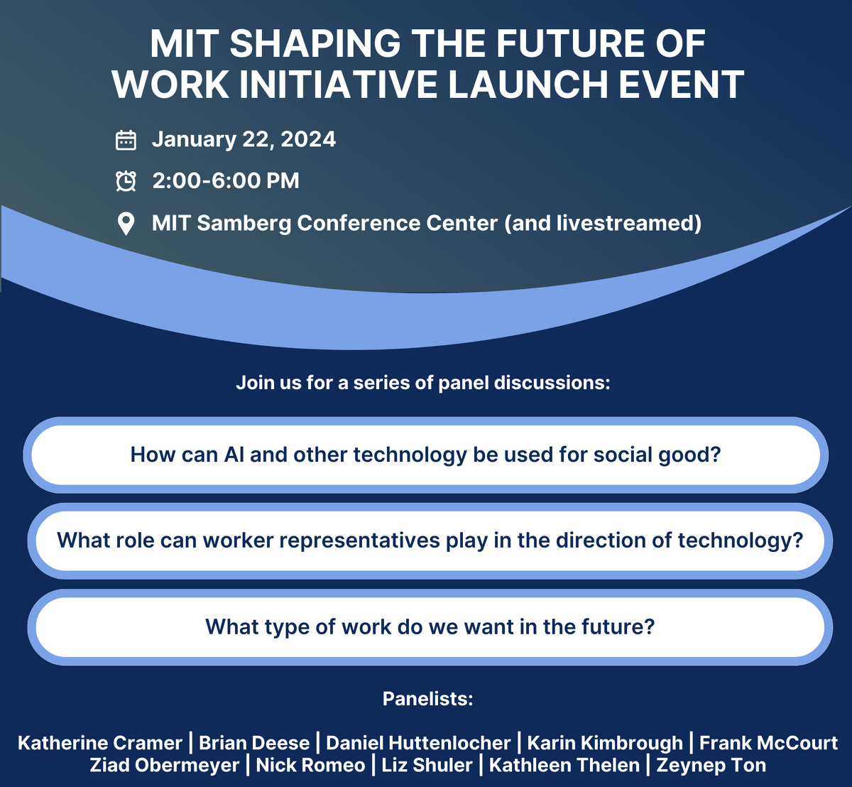 MIT Shaping the Future of Work Initiative Launch Event announcement graphic