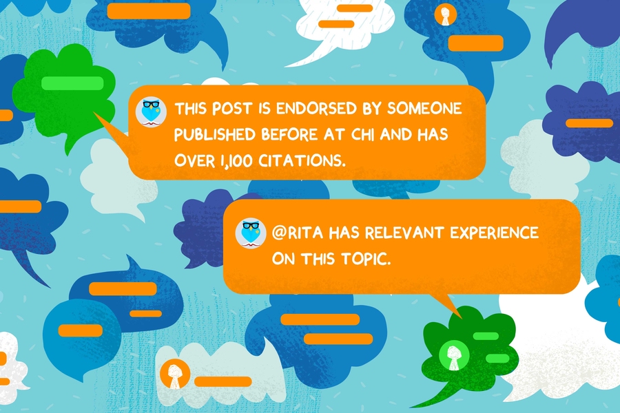 Researchers from MIT and elsewhere designed a communication framework that enables academics to ask for research help on social media using meronymous communication, in which the asker only reveals certain verified aspects of their identity. They found that meronymous communication encouraged people to ask questions they otherwise might not have for fear of judgment from more senior scientists (Credits: MIT News; iStock).