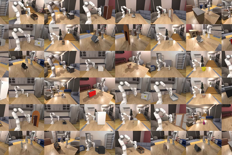 alt="“GenSim2” framework uses multimodal and reasoning large language models to supersize training data for robots (Credit: The researchers)."