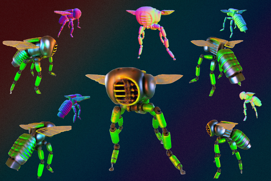 The new technique enables the generation of sharper, more lifelike 3D shapes — like these robotic bees — without the need to retrain or finetune a generative AI model (Credit: Courtesy of the researchers; MIT News).