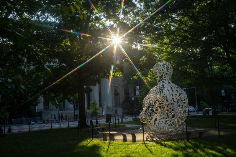 alt="MIT campus illuminated in the summertime (Credits: Lillie Paquette)."
