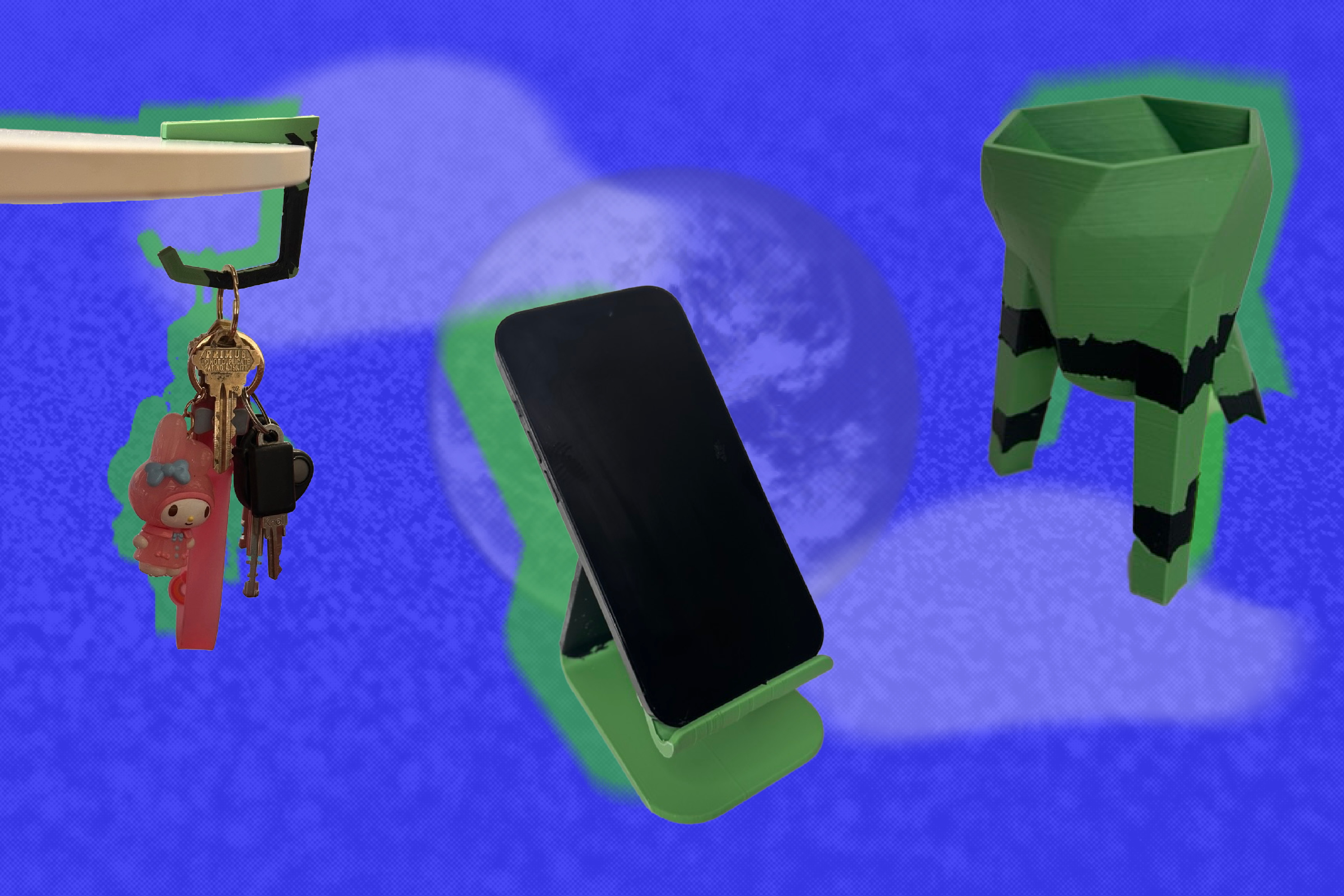 A new software and hardware toolkit called SustainaPrint can help users strategically combine strong and weak filaments to achieve the best of both worlds. Instead of printing an entire object with high-performance plastic, the system analyzes a model, predicts where the object is most likely to experience stress, and reinforces those zones with stronger material (Credits: Alex Shipps/MIT CSAIL, using assets from Pixabay and the researchers).