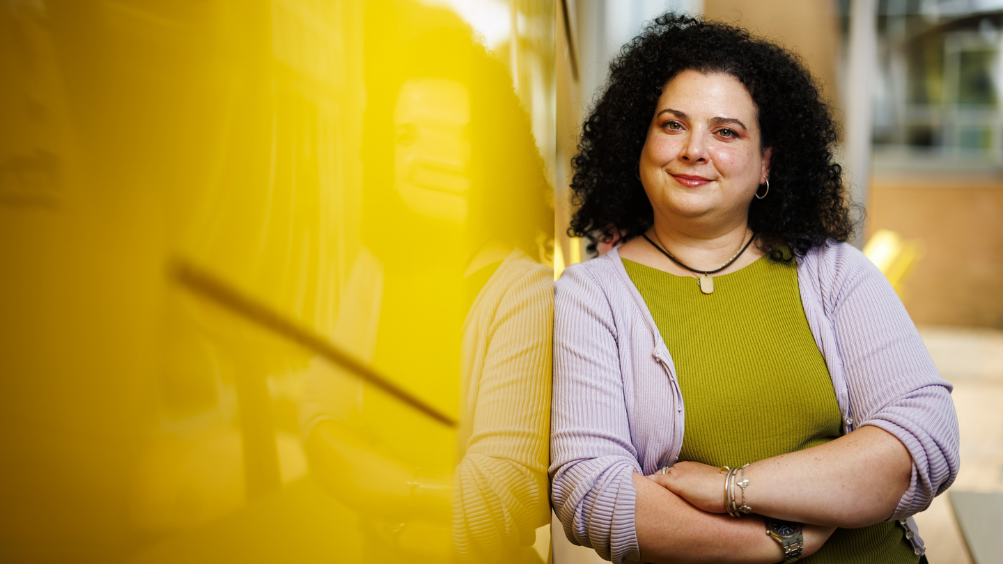 alt="Newly-tenured associate professor Christina Delimitrou applies machine learning to make large cloud computing systems more efficient, secure, and reliable (Credit: Adam Glanzman)."