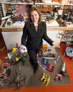 Daniela Rus in a robotics laboratory